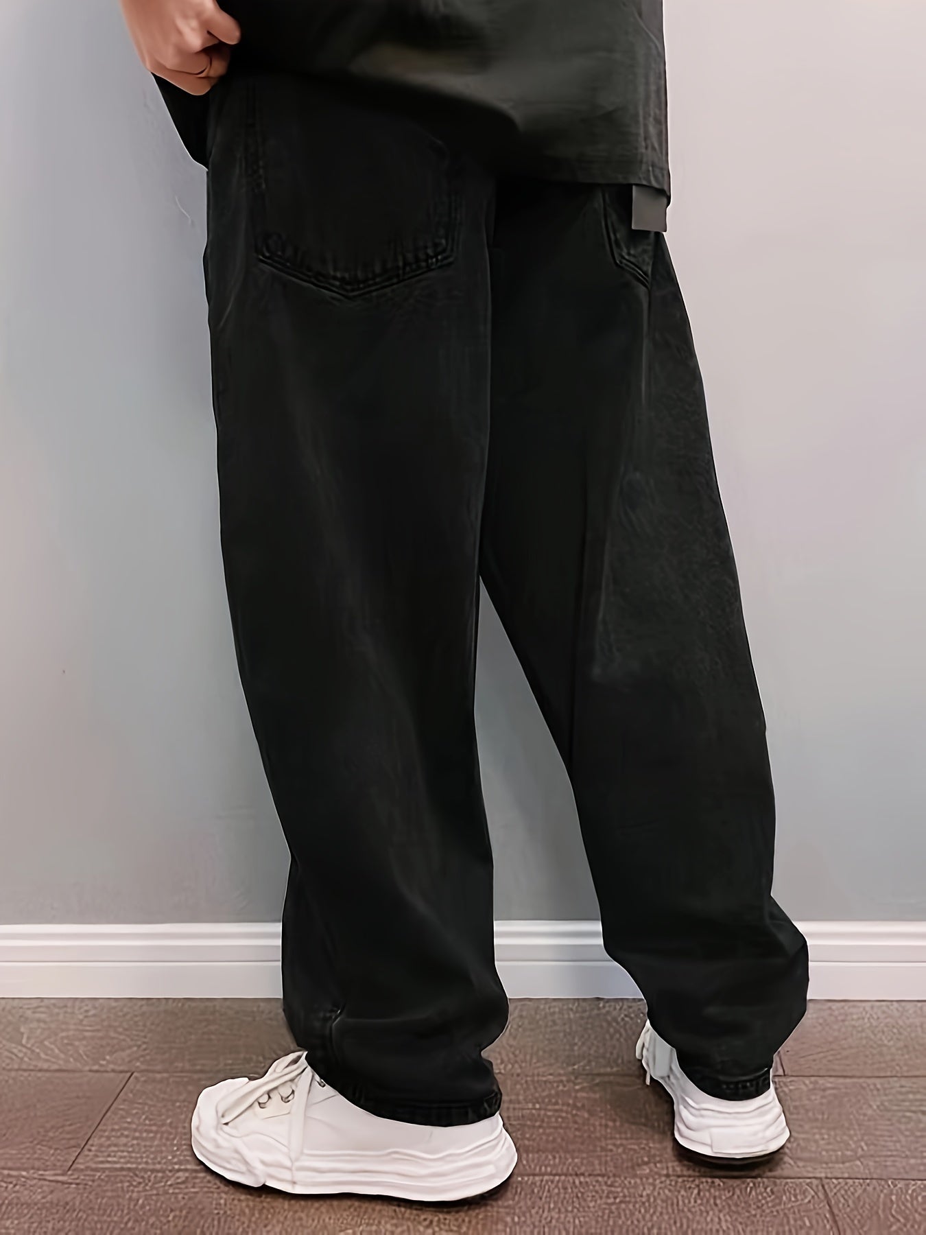 Calça Jeans Baggy Azul/Preto