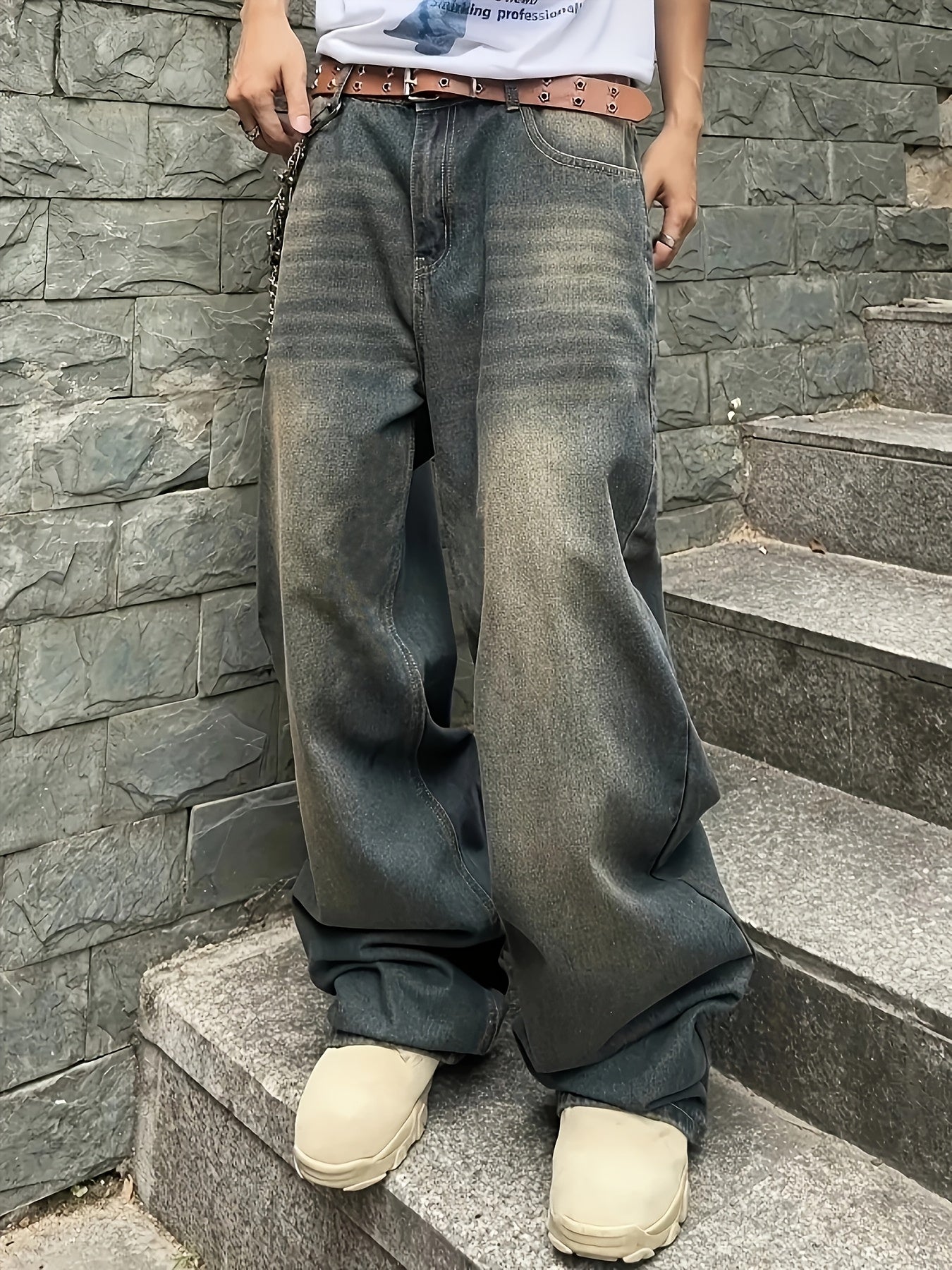 Calça Jeans Baggy Desbotada