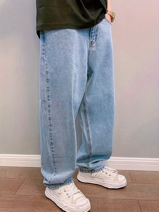 Calça Jeans Baggy Azul/Preto